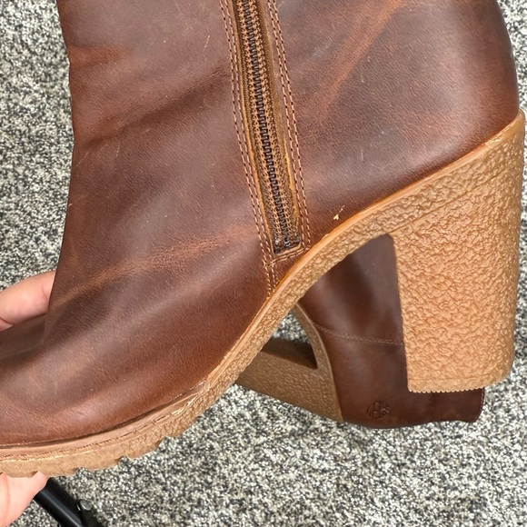Timberland Women's Brown Leather Peep toe Ankle Booties A1IE9 - Picture 6 of 7